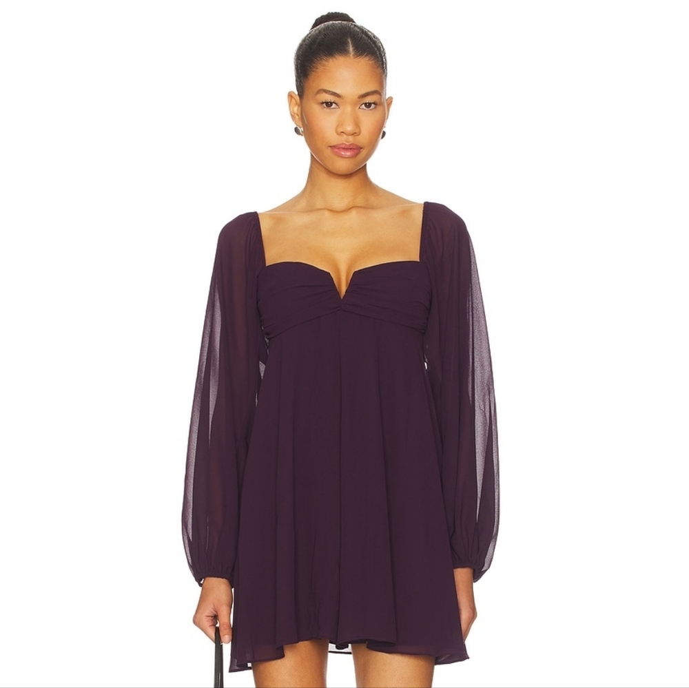 NEW Amanda Uprichard X Revolve Carrie Dress in Black Cherry - Sz Medium - Picture 2 of 7